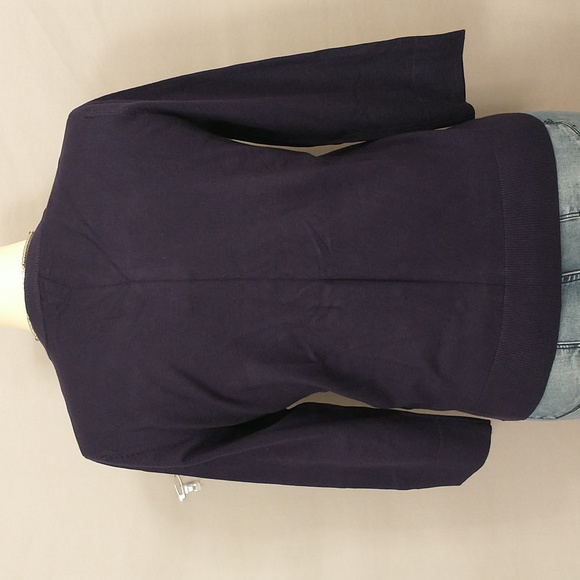 Navy Blue Cardigan NWT Soft Lightweight XL Bracelet Sleeve Crew Neck - Picture 3 of 8